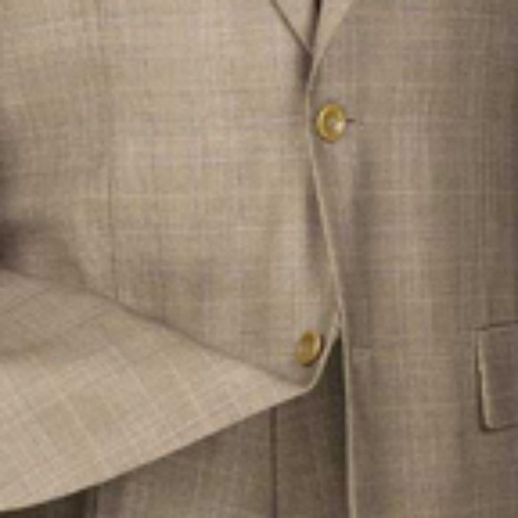 Men's Regular-Fit 2-Piece Glen Plaid Suit-Tan - Picture 2 of 2